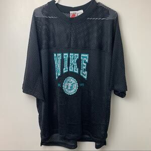 Vintage 1980’s Nike Black Teal Mesh Sports Logo Jersey